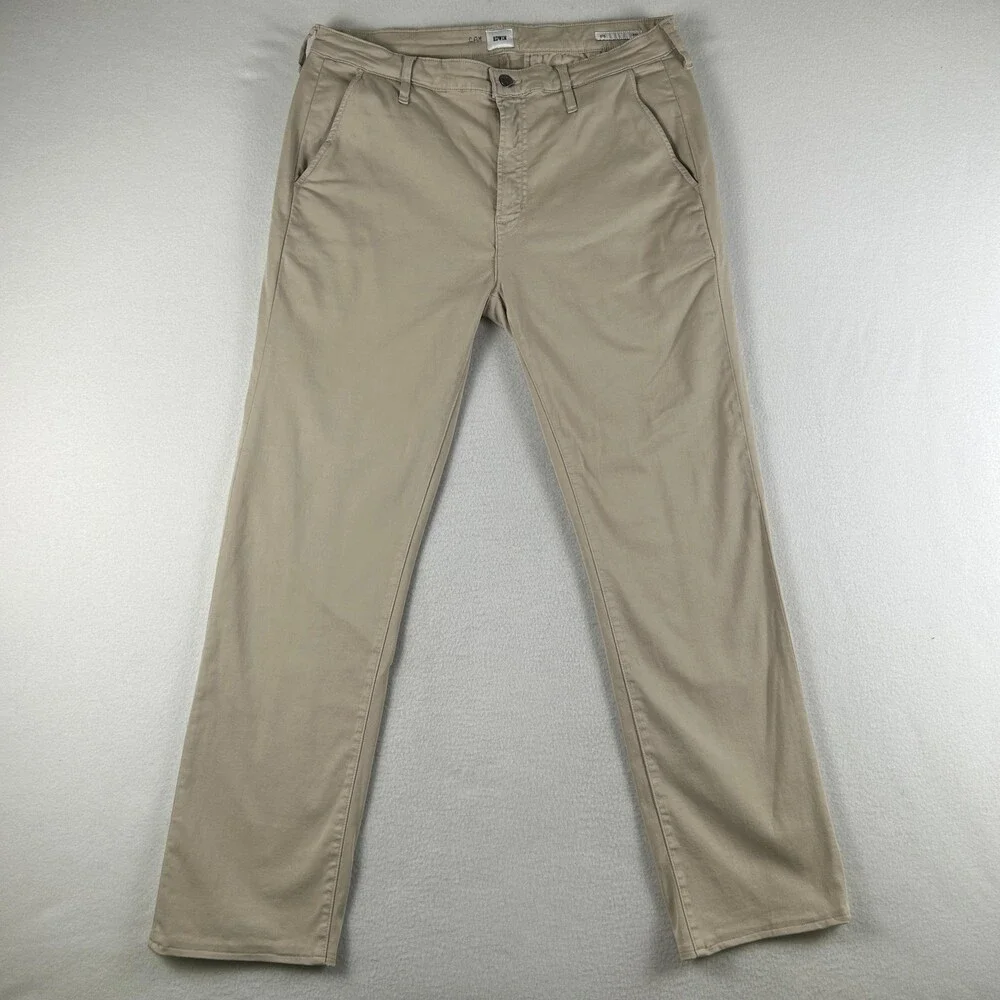 Edwin Pants Mens 34x30 Beige Otis Chino Stretch Canvas Khakis Flat Front USA